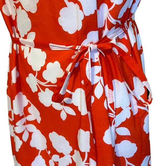 Mud Pie Orange with White Flowers Sleeveless Dress Size Medium - Picture 3 of 8